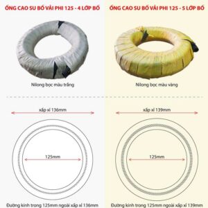 ống cao su bố vải phi 125
